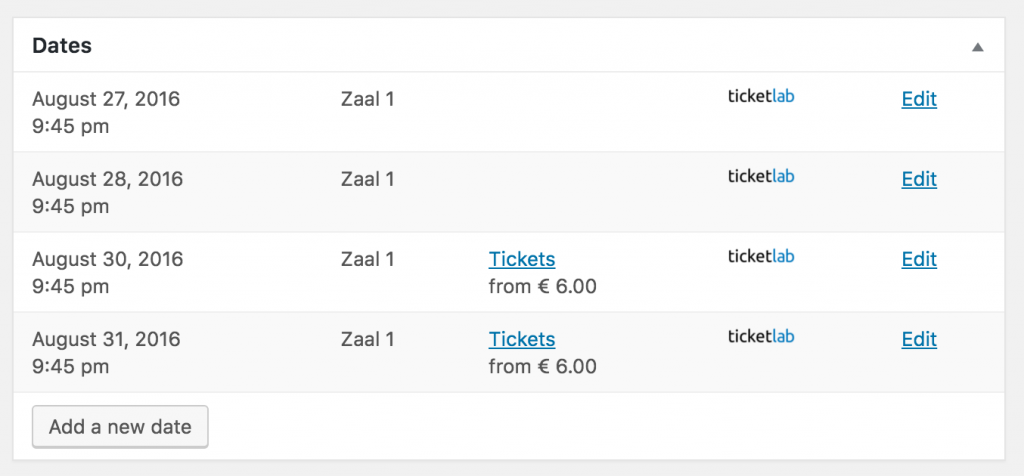 Your events are automatically imported from Ticketlab